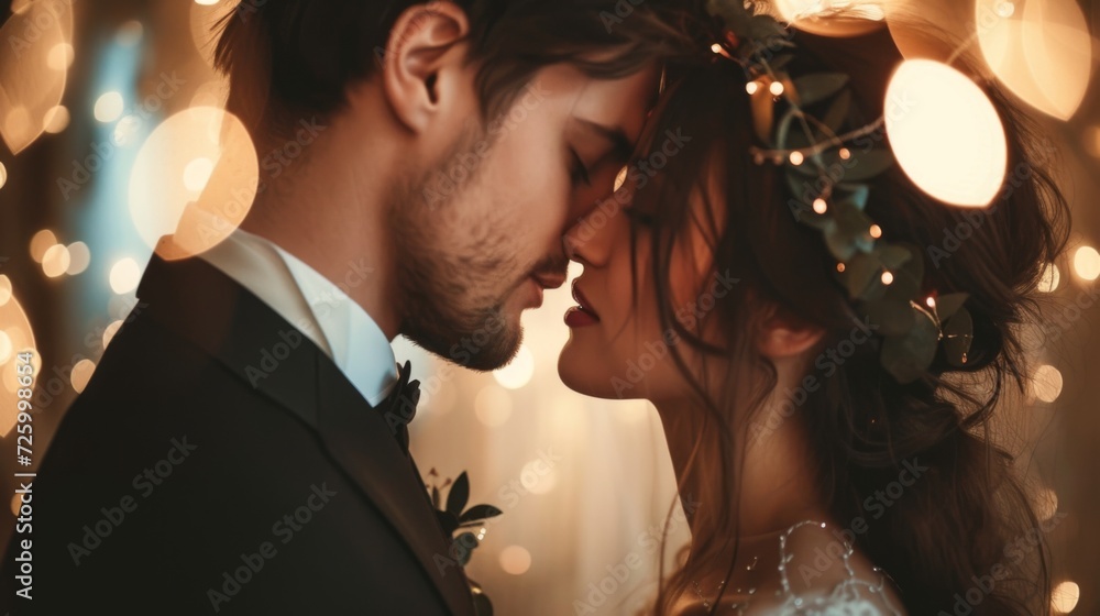 couple commemorating their special day with a romantic kiss, generative ai couple commemorating their special day with a romantic kiss, generative ai