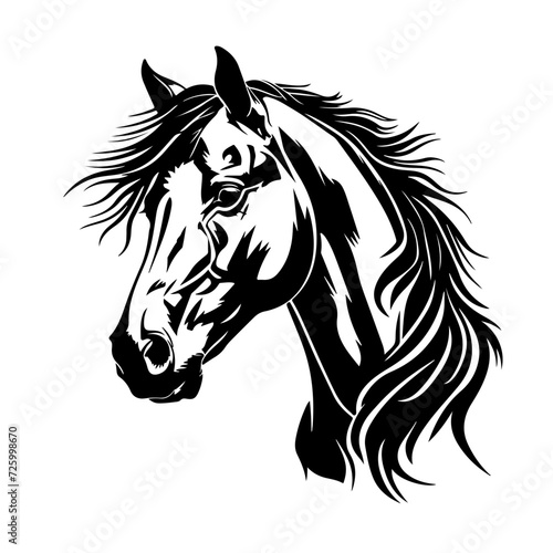 Fototapeta Naklejka Na Ścianę i Meble -  Horse Mascot Logo Monochrome Design Style