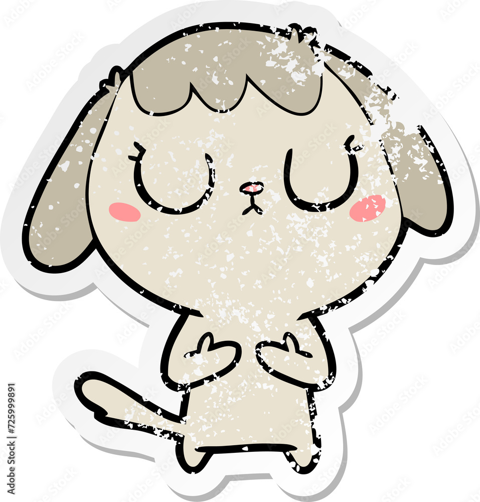 Obraz premium distressed sticker of a cute cartoon dog