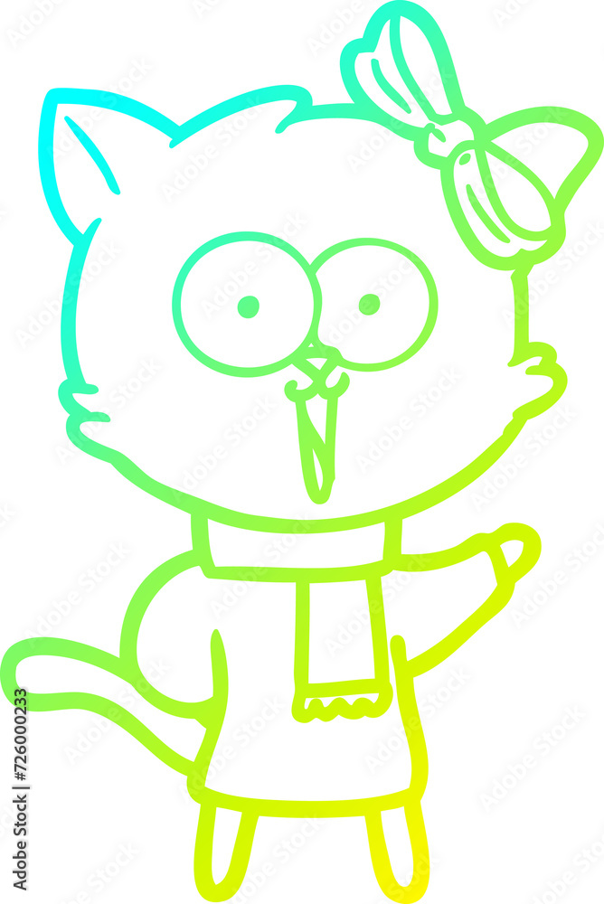cold gradient line drawing cartoon cat cold gradient line drawing cartoon cat