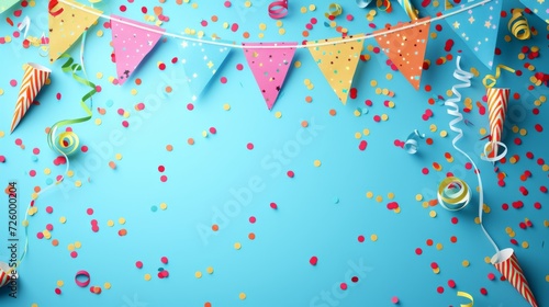 birthday pennant and confetti. generative ai photo