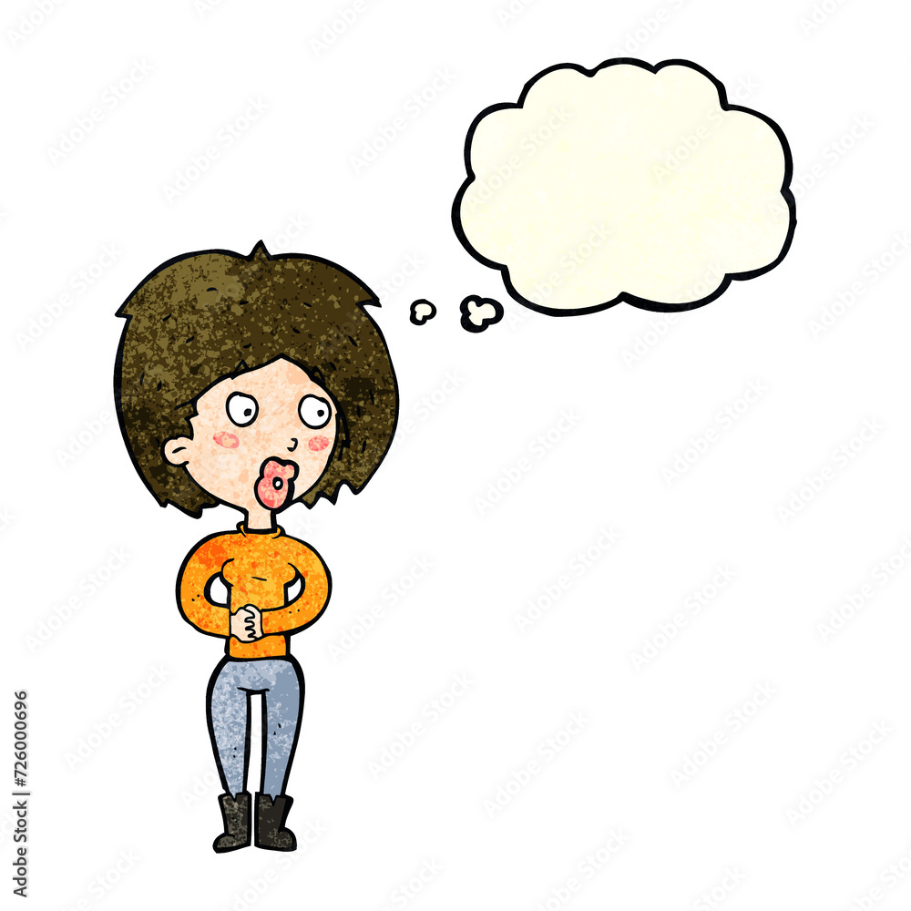 cartoon surprised woman with thought bubble cartoon surprised woman with thought bubble