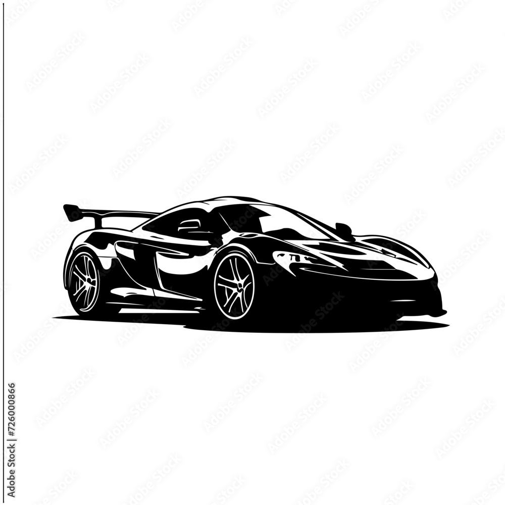 Racing Sports Car Logo Monochrome Design Style