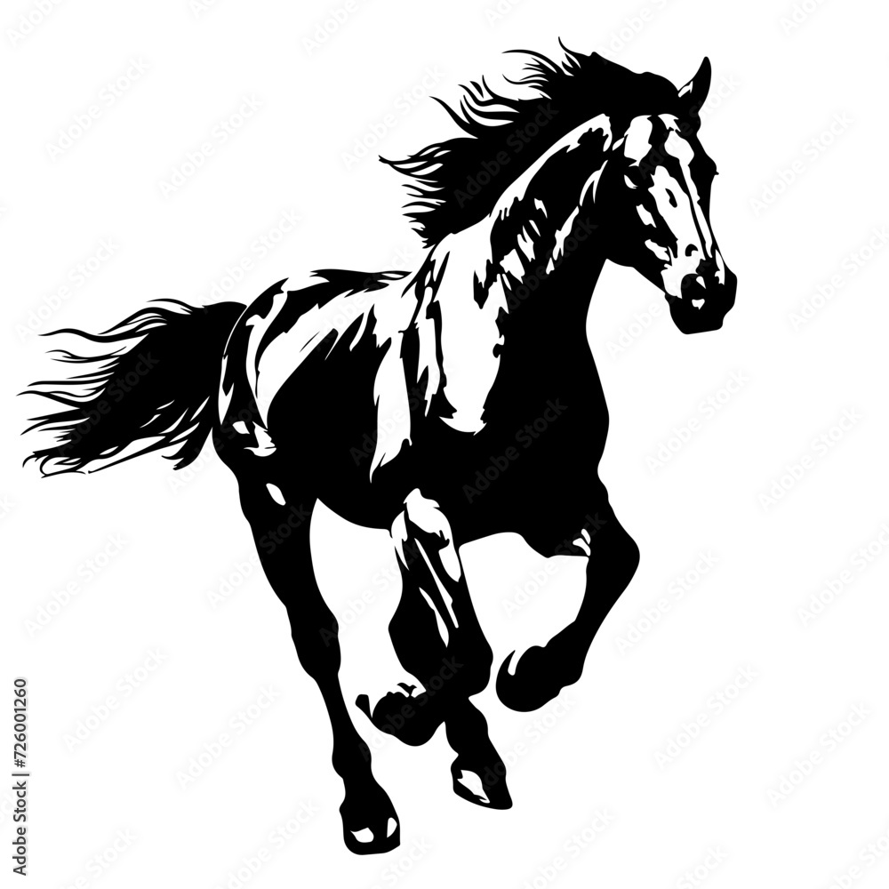 Running Horse Logo Monochrome Design Style