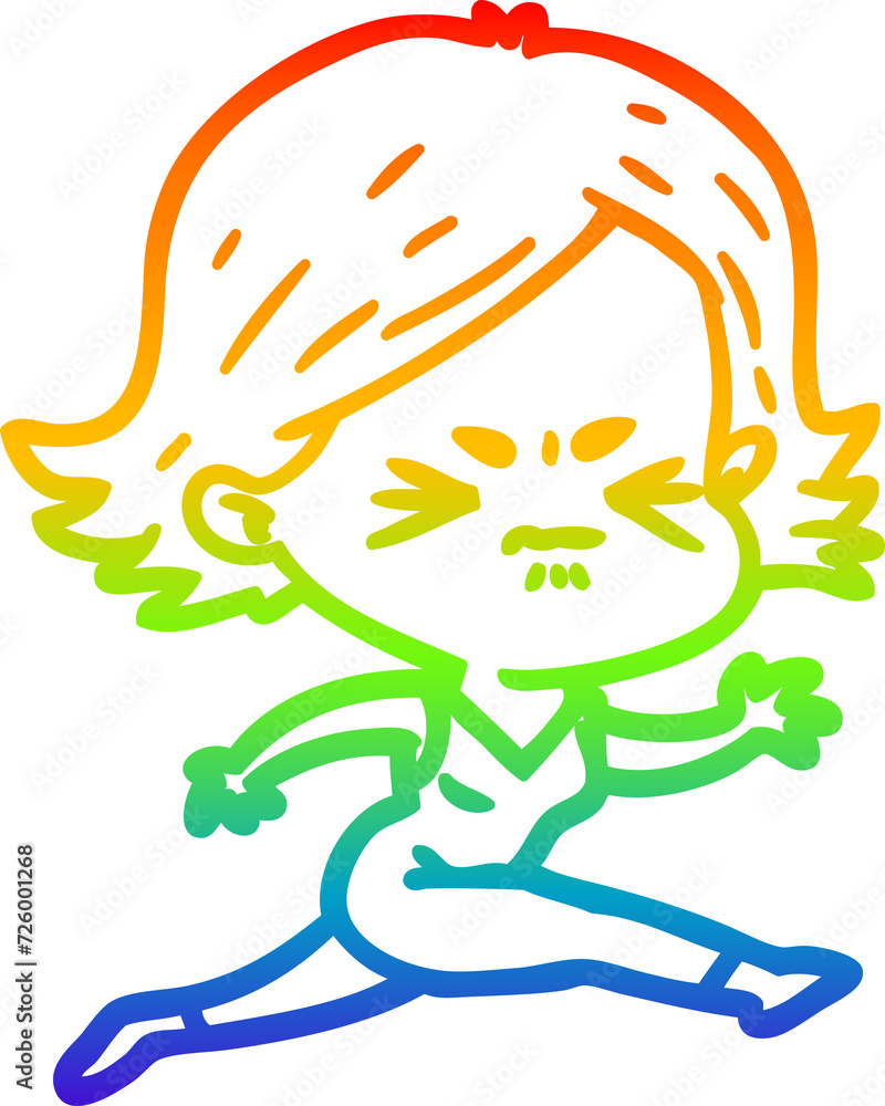 rainbow gradient line drawing cartoon angry woman rainbow gradient line drawing cartoon angry woman