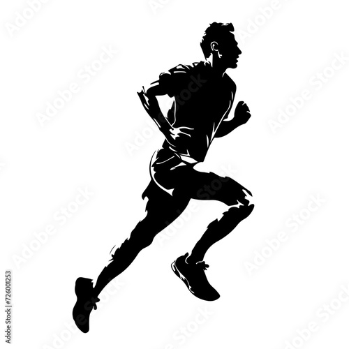 Running Man Silhouette Logo Monochrome Design Style