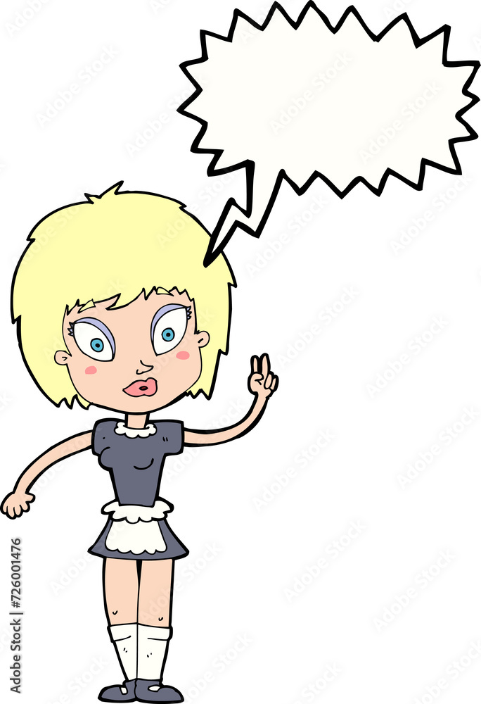 cartoon maid with speech bubble cartoon maid with speech bubble