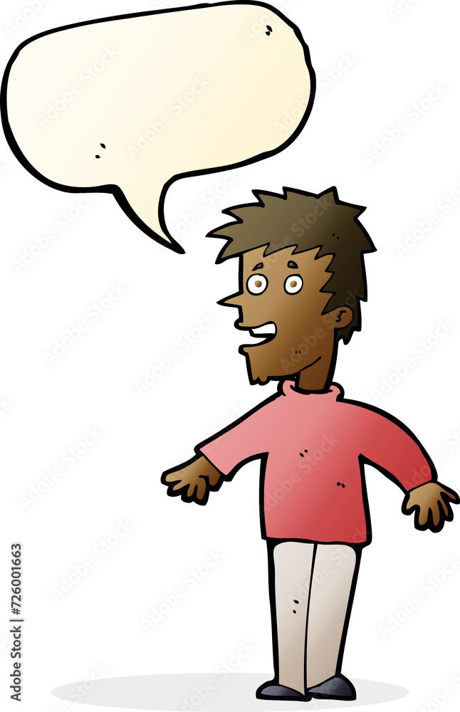 Fototapeta premium cartoon happy boy with speech bubble