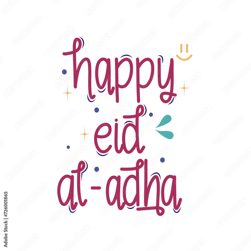 Happy Eid Al Adha Islamic Hand Lettering
