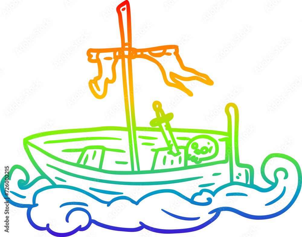 rainbow gradient line drawing old shipwrecked boat rainbow gradient line drawing old shipwrecked boat
