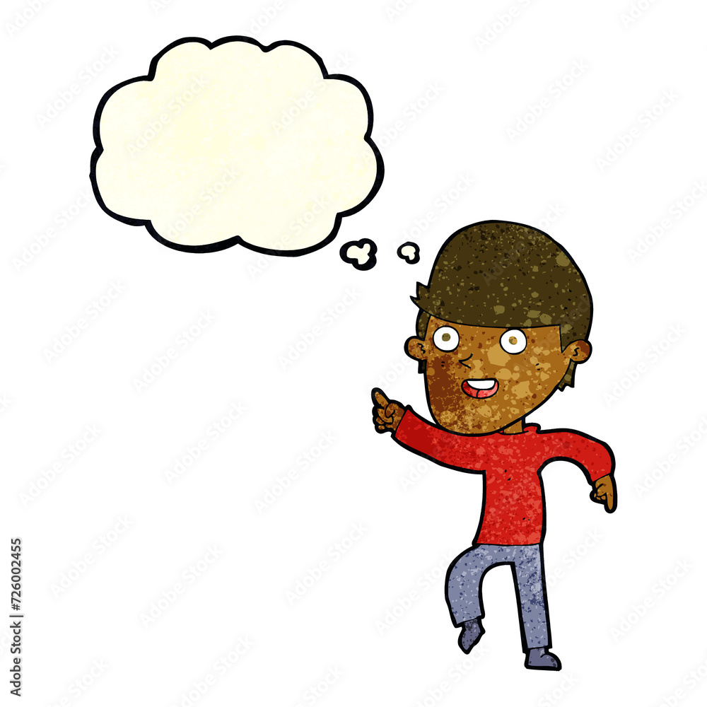 cartoon happy man with thought bubble cartoon happy man with thought bubble