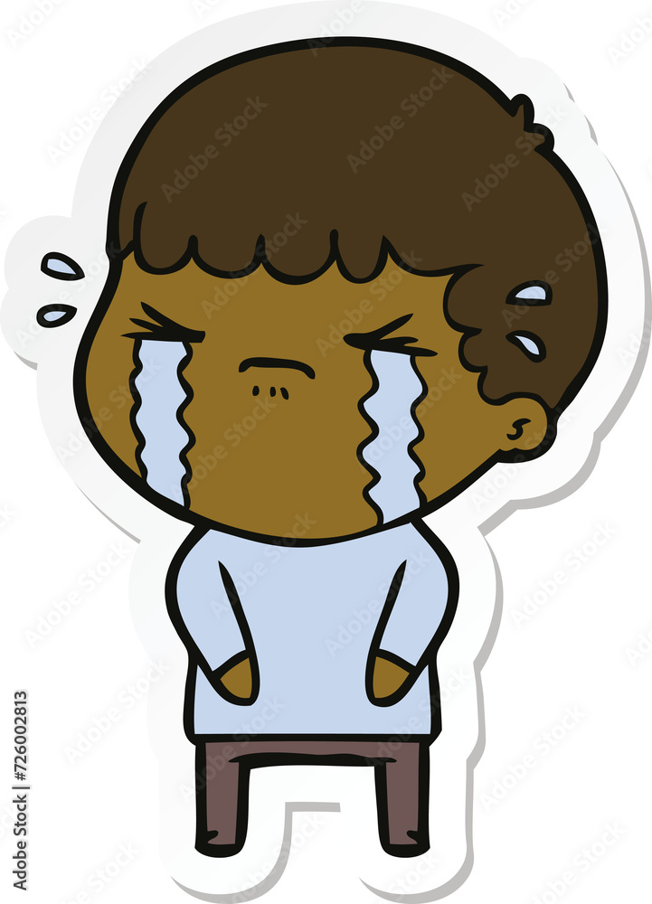 sticker of a cartoon man crying sticker of a cartoon man crying