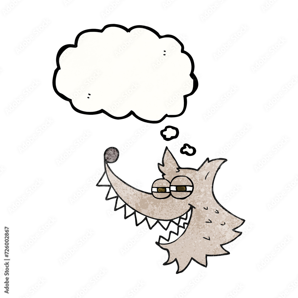 Fototapeta premium thought bubble textured cartoon crazy wolf