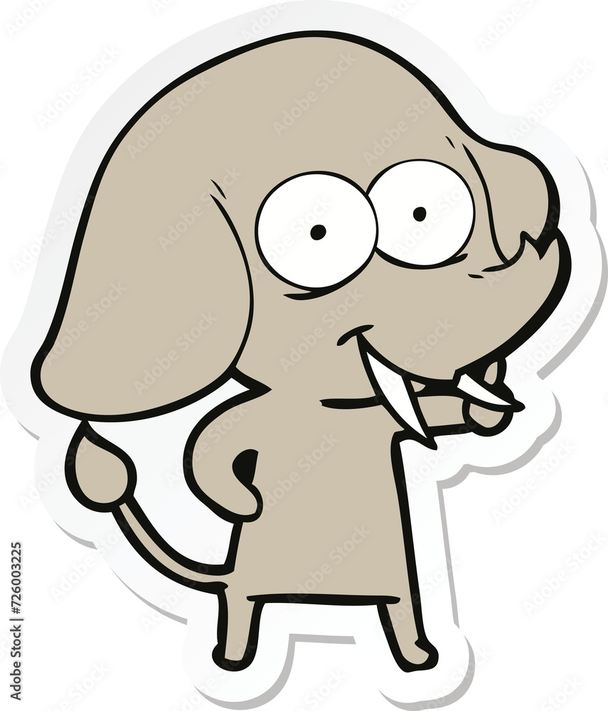 sticker of a happy cartoon elephant sticker of a happy cartoon elephant