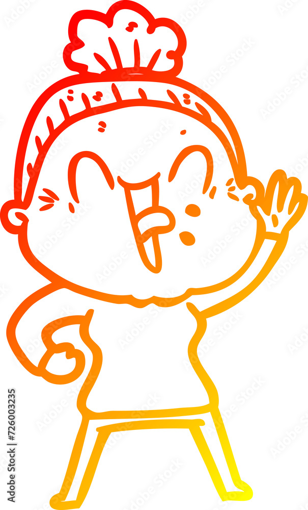 warm gradient line drawing cartoon happy old woman warm gradient line drawing cartoon happy old woman