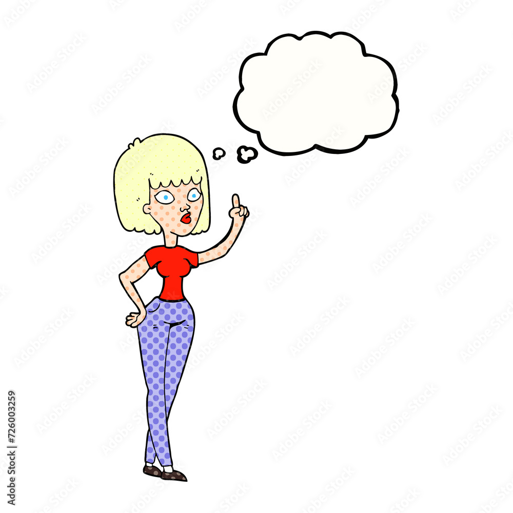 thought bubble cartoon woman with idea thought bubble cartoon woman with idea