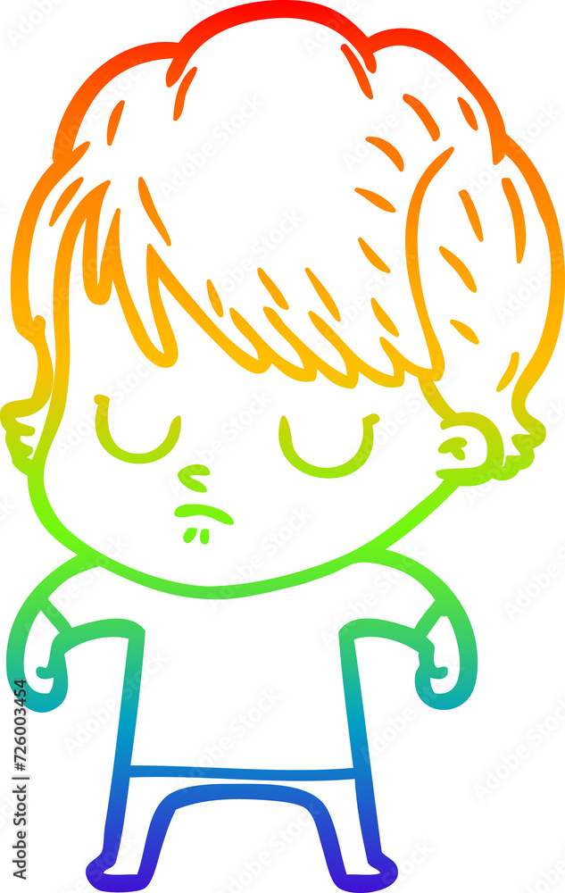 rainbow gradient line drawing cartoon woman rainbow gradient line drawing cartoon woman