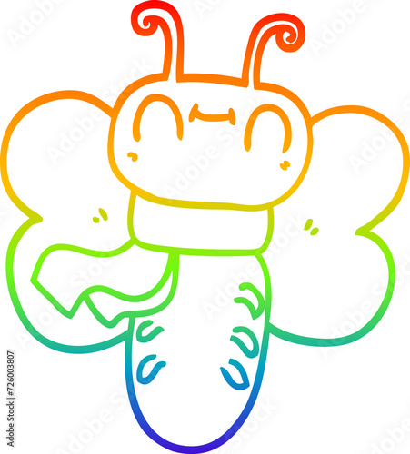 rainbow gradient line drawing funny cartoon butterfly