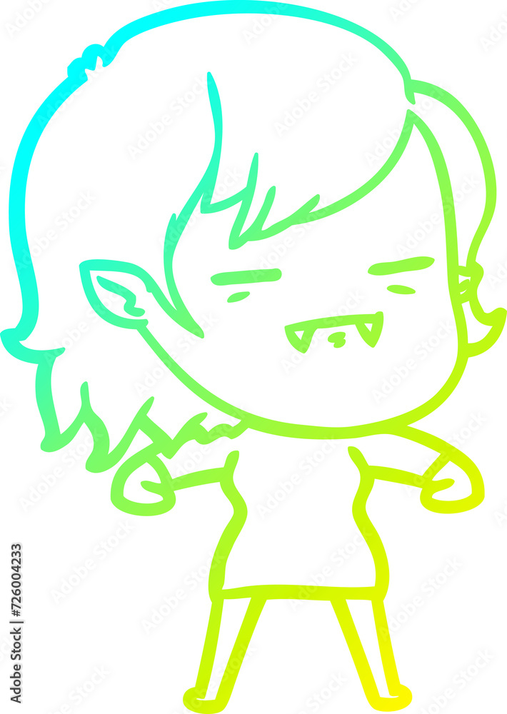cold gradient line drawing cartoon undead vampire girl cold gradient line drawing cartoon undead vampire girl