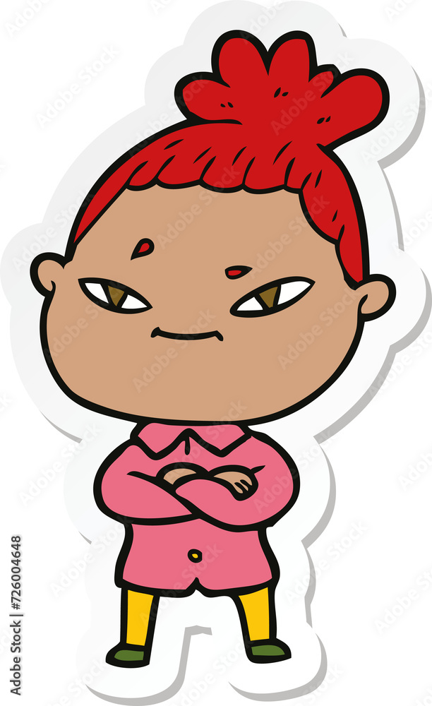 sticker of a cartoon woman sticker of a cartoon woman