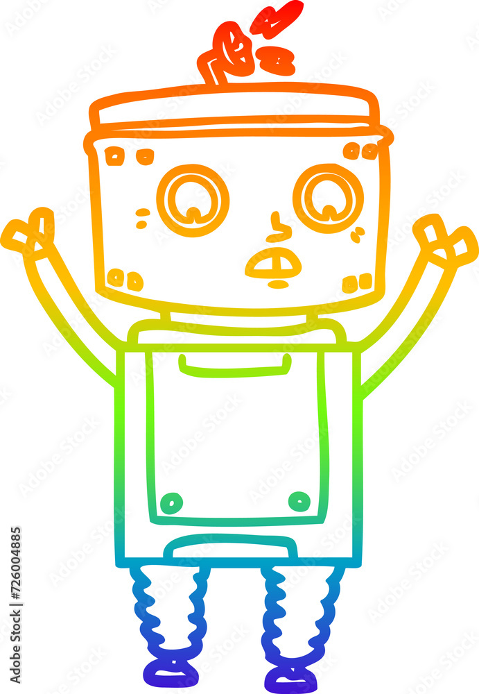 rainbow gradient line drawing cartoon robot rainbow gradient line drawing cartoon robot