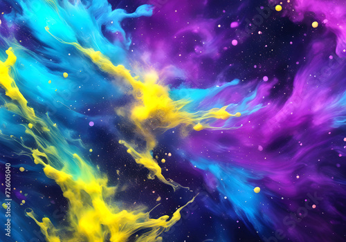 Creative abstract galaxy background and dynamic colorful ink texture