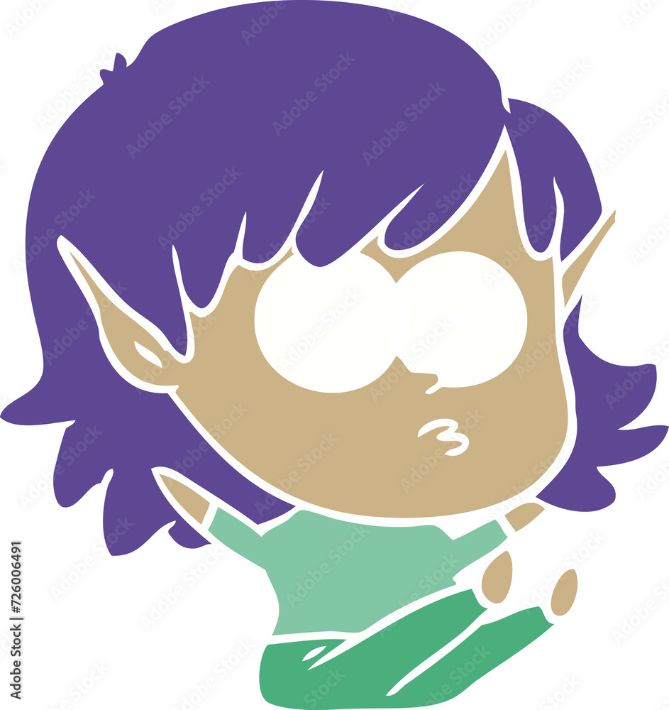 Obraz premium flat color style cartoon elf girl staring