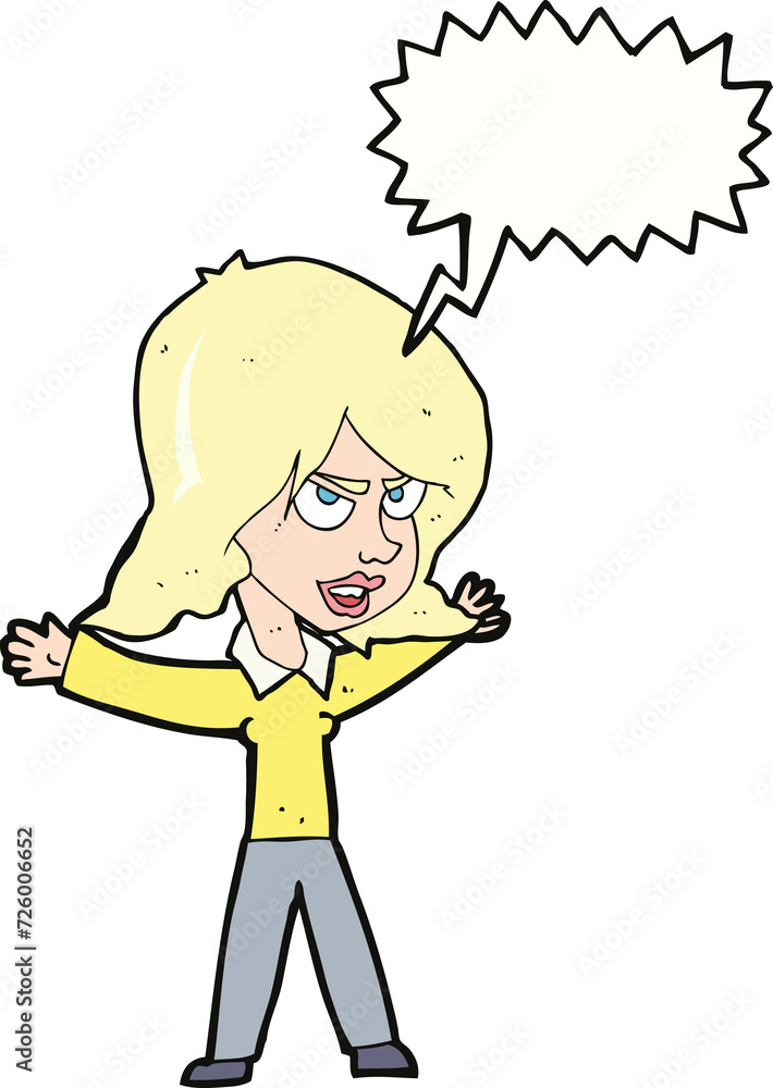 cartoon woman gesturing with speech bubble cartoon woman gesturing with speech bubble