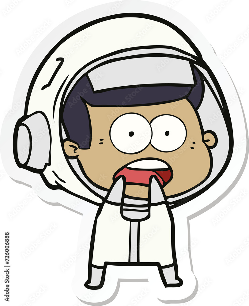sticker of a cartoon surprised astronaut sticker of a cartoon surprised astronaut