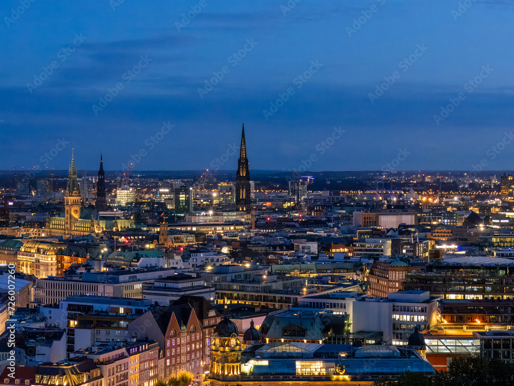 The view of Hamburg at night