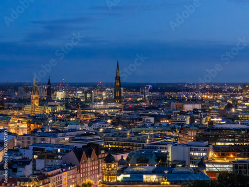 The view of Hamburg at night