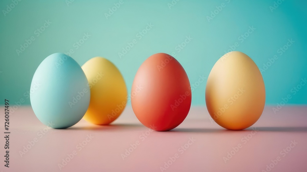 Multi-colored eggs on a blue background. Easter concept Multi-colored eggs on a blue background. Easter concept