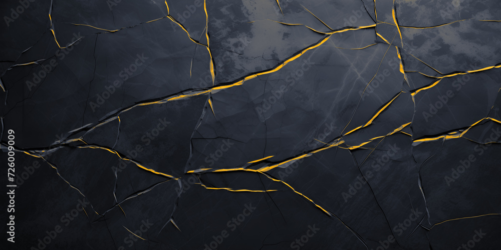 Black grunge banner. Abstract stone wall texture background. Close-up shot with gold veins. Dark rock backdrop with copy space for designs Black grunge banner. Abstract stone wall texture background. Close-up shot with gold veins. Dark rock backdrop with copy space for designs
