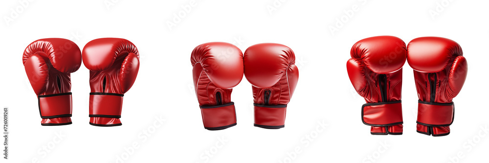 Red boxing gloves on a transparent background