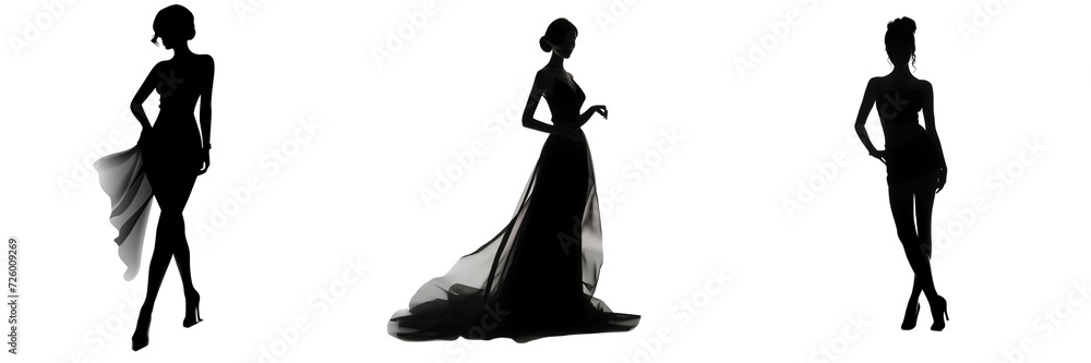 Black silhouette of a slender woman on a transparent background Black silhouette of a slender woman on a transparent background