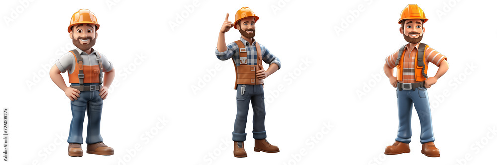 Cartoon 3D builder. Transparent background Cartoon 3D builder. Transparent background