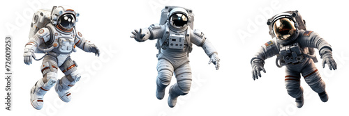 Astronaut in zero gravity on a transparent background