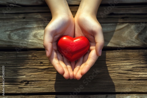 hands hold a red heart, Professional photography,  photo