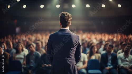 Man Standing in Front of Crowd of People