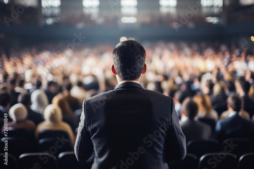 Man Standing in Front of Crowd of People