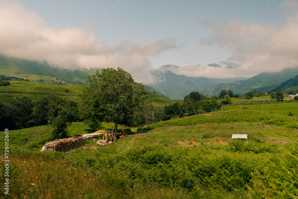 Village and circus of Lescun in the Aspe Valley, Pyrenees of France