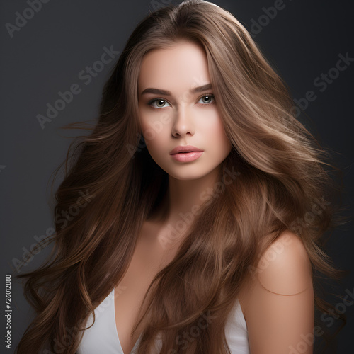 Promotional image for beauty services featuring a stunning fair skin female models with long, luxurious hair