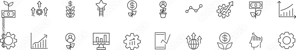 Collection of thin line icons of business. Linear sign and editable stroke. Suitable for web sites, books, articles Collection of thin line icons of business. Linear sign and editable stroke. Suitable for web sites, books, articles