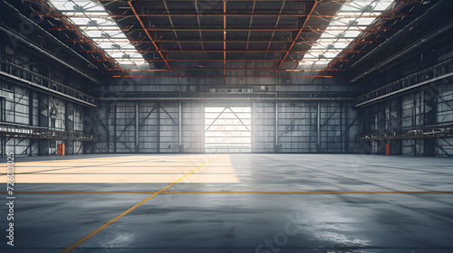 an empty hangar woth steel structure
