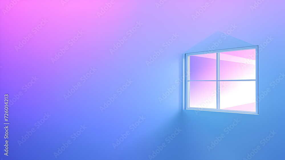 a close up of a window in a blue room with a pink light a close up of a window in a blue room with a pink light