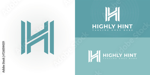 Abstract the initial letter H or HH in blue color isolated on white background. Letter Initial H or HH Hexagon Hero logo design vector applied for construction company logo design inspiration template