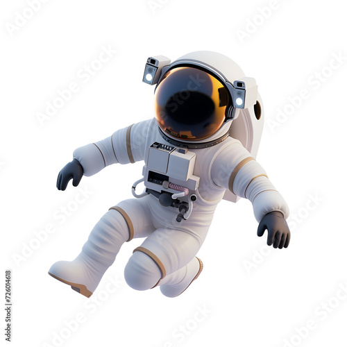 3D Space Float: A Simple Cartoon Illustration of an Astronaut for Kids, Isolated on Transparent Background, PNG