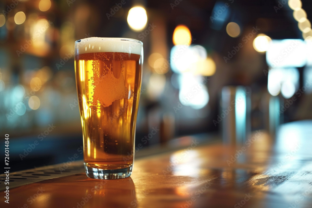 Beer in a pub on bar top Beer in a pub on bar top