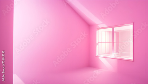 empty room with pink wall and window
