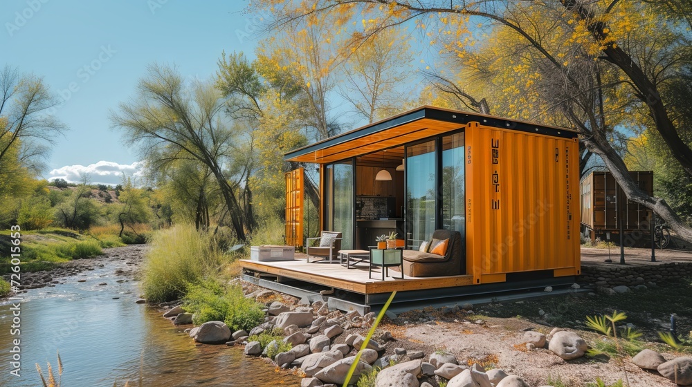 Modern shipping container home, tiny house  